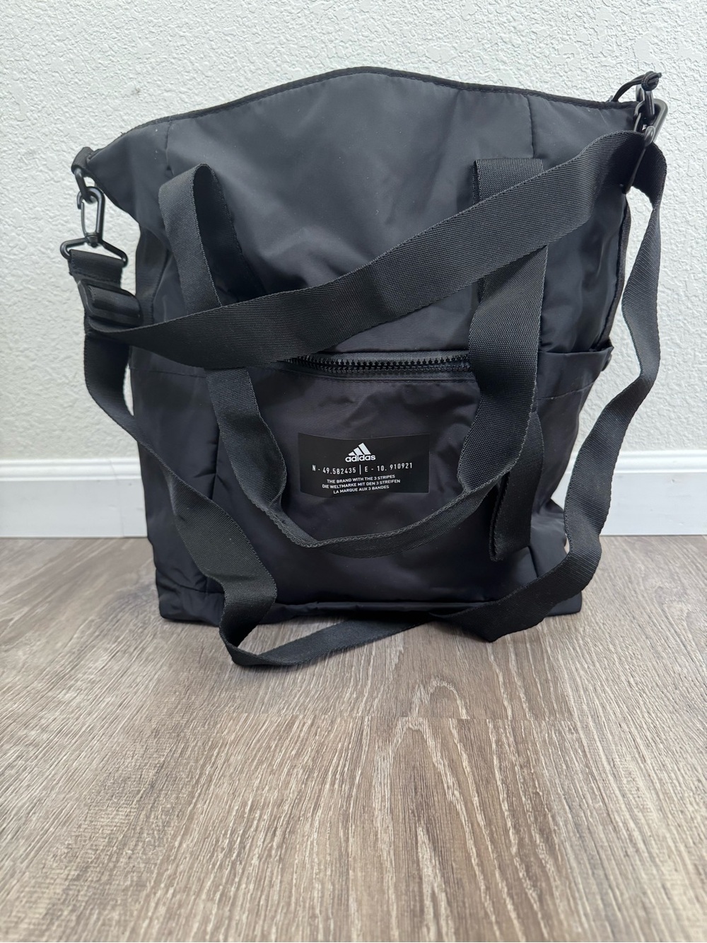 adidas Black Nylon Messenger Tote with Adjustable Strap